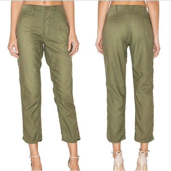 The Great Carpenter Slim Pants Army Green Women’s Size 27 High Rise Twill - Picture 1 of 13